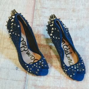 Sam Edelman Lexi Pumps Size 6 Blue SpikePeep Toe